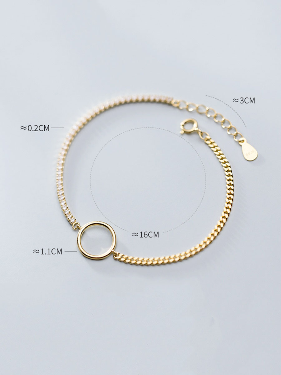 Sterling Silver With Gold Plated Simplistic Chain Bracelets