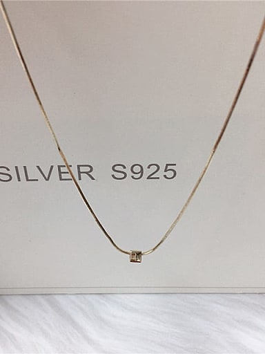 925 Sterling Silver Square Dainty Necklace