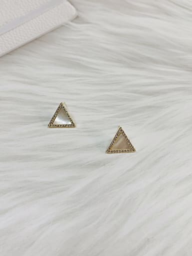 Brass Cubic Zirconia Acrylic Geometric Minimalist Stud Earring