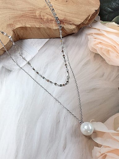 925 Sterling Silver Freshwater Pearl Ball Dainty Initials Necklace