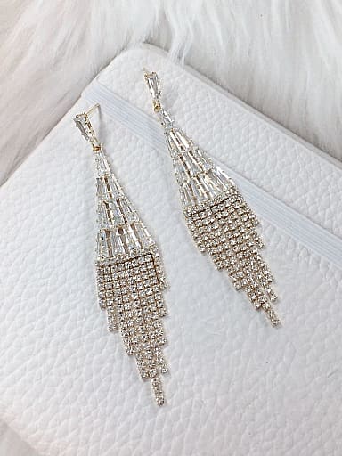 Brass Cubic Zirconia Tassel Trend Drop Earring