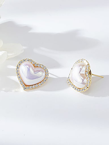 Zinc Alloy Imitation Pearl Heart Dainty Stud Earring
