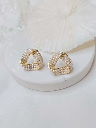 Zinc Alloy Imitation Pearl Triangle Trend Stud Earring