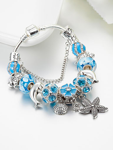 Copper Alloy Rhinestone Blue Glass beads Animal Luxury Charm Bracelet