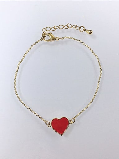 Brass Acrylic Heart Dainty Link Bracelet