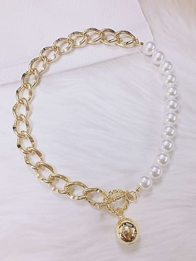Stainless steel Imitation Pearl Ball Trend Link Necklace