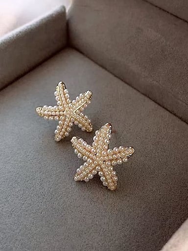 Zinc Alloy Imitation Pearl Star Trend Stud Earring