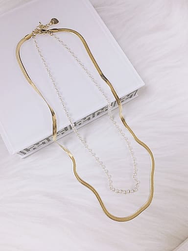 Stainless steel Imitation Pearl Irregular Trend Multi Strand Necklace