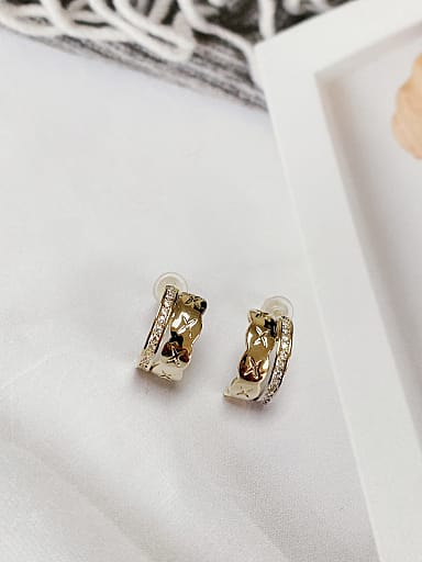 Brass Cubic Zirconia Irregular Trend Stud Earring
