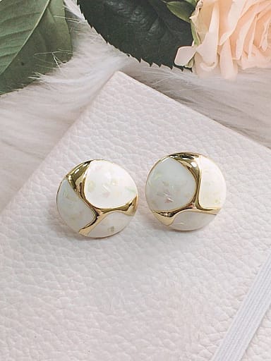 Zinc Alloy Shell Round Trend Stud Earring