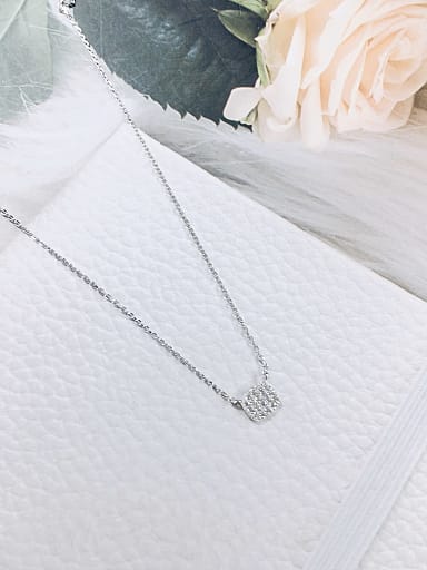 925 Sterling Silver Cubic Zirconia Rectangle Dainty Initials Necklace