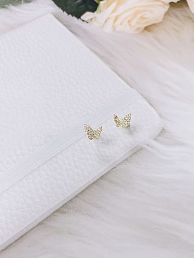 925 Sterling Silver Cubic Zirconia White Butterfly Dainty Stud Earring