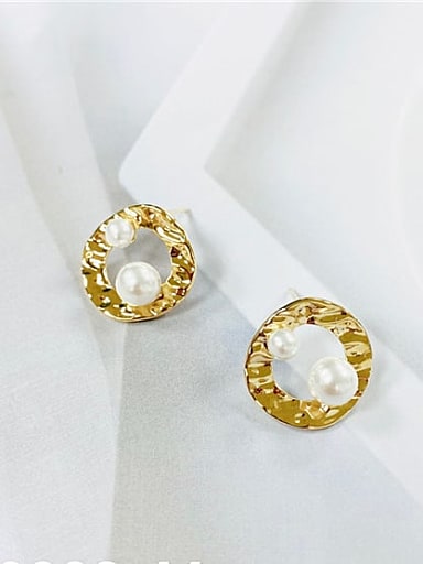 Brass Imitation Pearl Irregular Trend Stud Earring