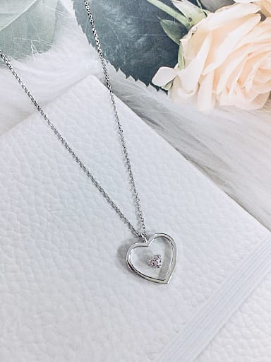 925 Sterling Silver Cubic Zirconia Heart Dainty Initials Necklace
