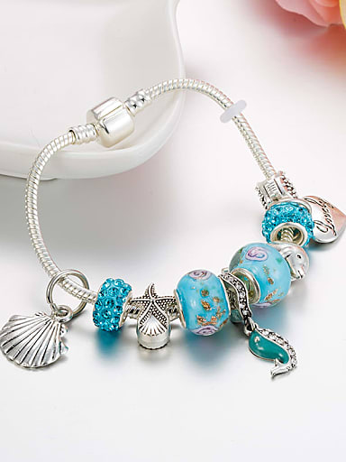 Copper Alloy Rhinestone Glass beads Dolphin Trend Charm Bracelet