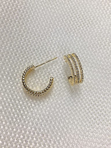 Brass Cubic Zirconia Cone Dainty Stud Earring