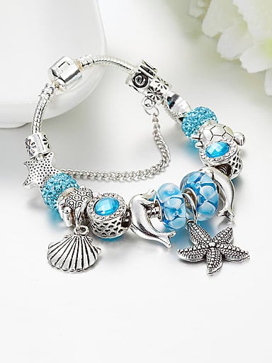Copper Alloy Glass Stone Blue Glass beads Animal Luxury Charm Bracelet