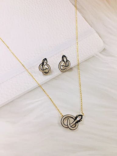 Trend Snake Brass Austrian Zirconia Earring and Necklace Set