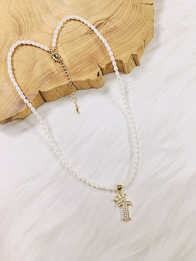 Brass Imitation Pearl Crown Trend Beaded Necklace