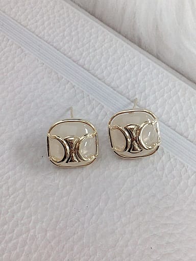 Zinc Alloy Resin Square Trend Stud Earring