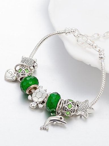 Copper Alloy Glass beads Heart Vintage Charm Bracelet