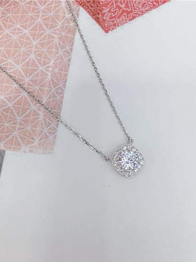 925 Sterling Silver Cubic Zirconia Square Dainty Initials Necklace