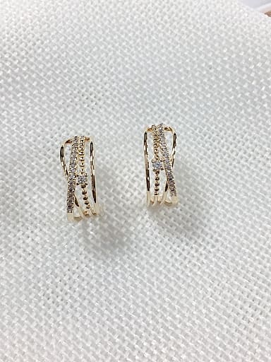 Brass Cubic Zirconia Irregular Dainty Stud Earring