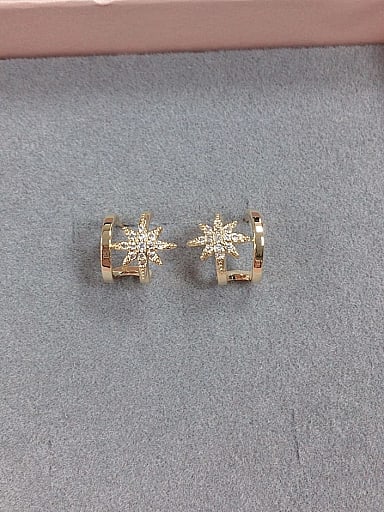 Brass Cubic Zirconia Irregular Dainty Stud Earring