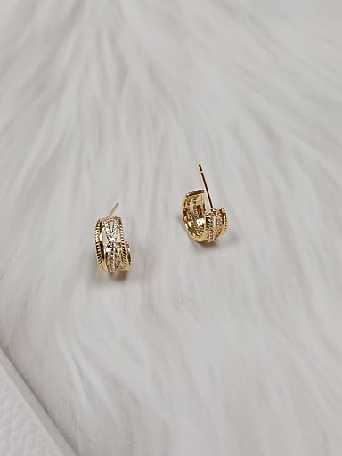 Brass Cubic Zirconia Cone Minimalist Hoop Earring