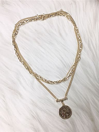 Zinc Alloy Medallion Trend Link Necklace