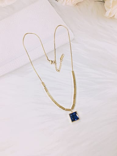 Stainless steel Glass Stone Square Trend Link Necklace