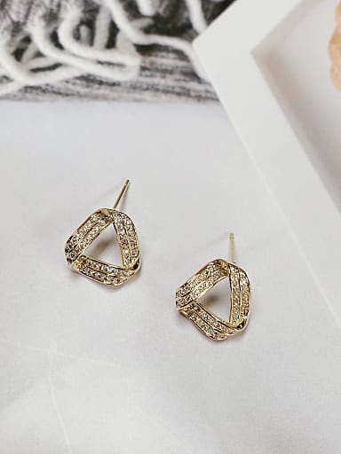 Brass Cubic Zirconia Triangle Trend Stud Earring