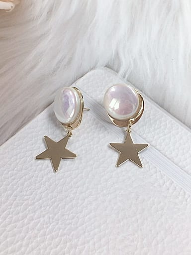 Zinc Alloy Imitation Pearl Star Trend Drop Earring