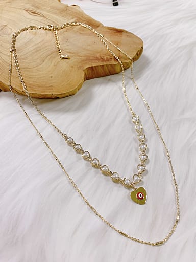 Brass Imitation Pearl Heart Trend Multi Strand Necklace