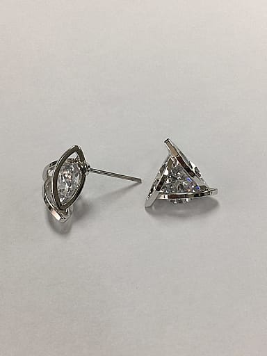 Brass Cubic Zirconia Triangle Dainty Stud Earring