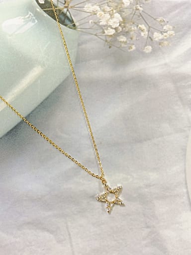 Brass Cubic Zirconia White Star Dainty Initials Necklace