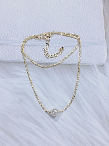 Brass Imitation Pearl Ball Trend Necklace
