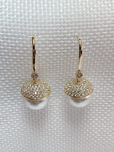 Brass Imitation Pearl Round Classic Hook Earring