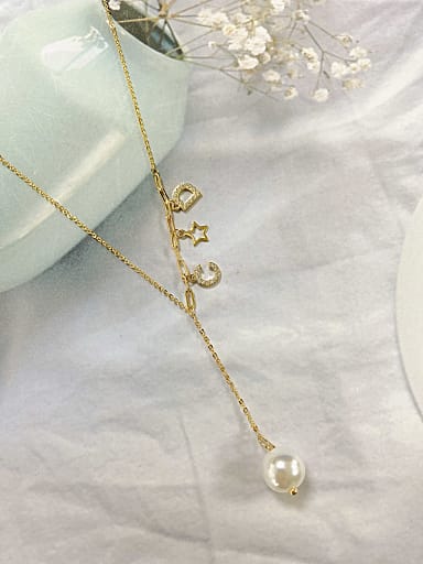 Brass Cubic Zirconia Letter Trend Initials Necklace