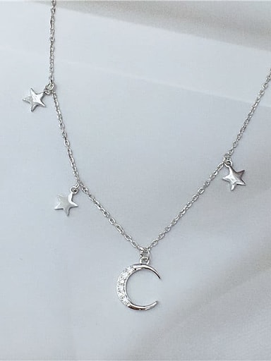 925 Sterling Silver Cubic Zirconia Star Dainty Initials Necklace