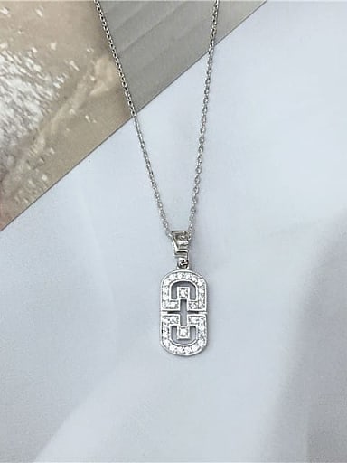 925 Sterling Silver Cubic Zirconia Geometric Dainty Initials Necklace