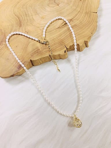 Brass Imitation Pearl Water Drop Trend Beaded Necklace