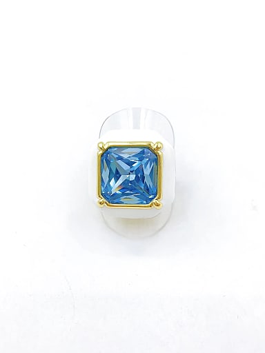 Zinc Alloy Enamel Glass Stone Blue Geometric Trend Band Ring
