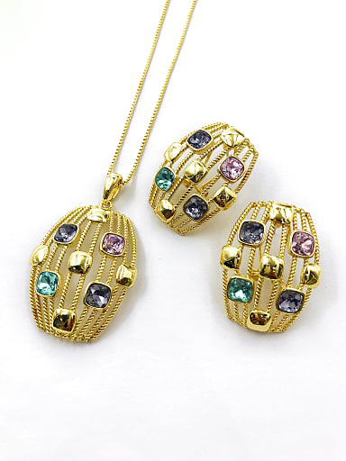 Trend Zinc Alloy Rhinestone Multi Color Earring and Necklace Set