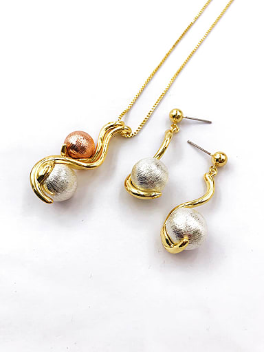 Minimalist Zinc Alloy Bead Multi Color Earring and Necklace Set