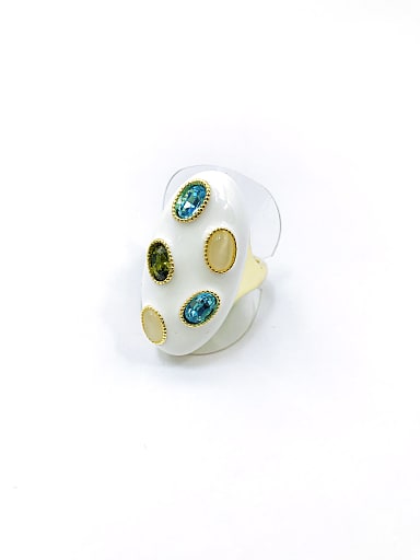 Zinc Alloy Enamel Glass Stone Multi Color Oval Trend Band Ring