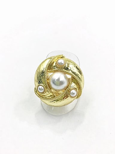 Zinc Alloy Imitation Pearl White Flower Trend Band Ring