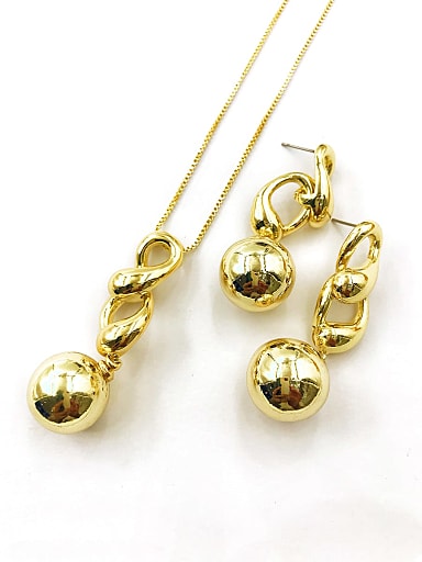 Minimalist Zinc Alloy Bead Gold Earring and Necklace Set