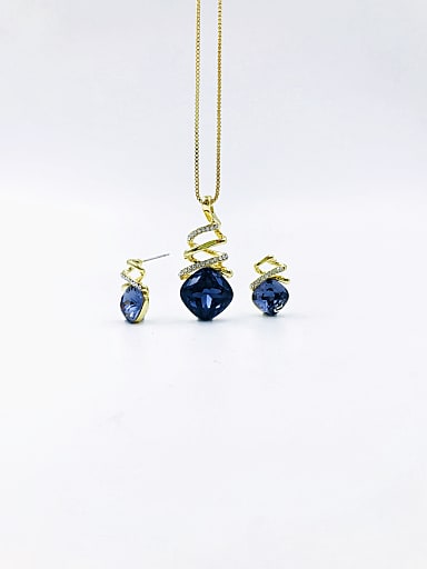 Classic Irregular Zinc Alloy Glass Stone Purple Earring and Necklace Set