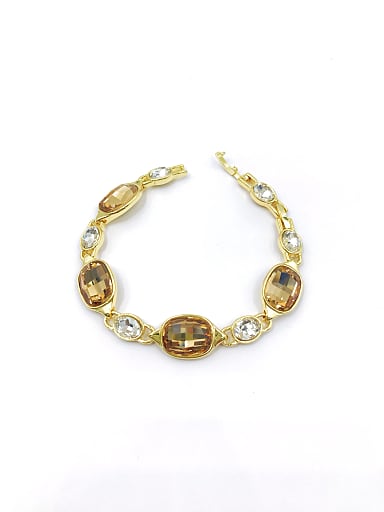 Zinc Alloy Glass Stone Gold Oval Trend Bracelet